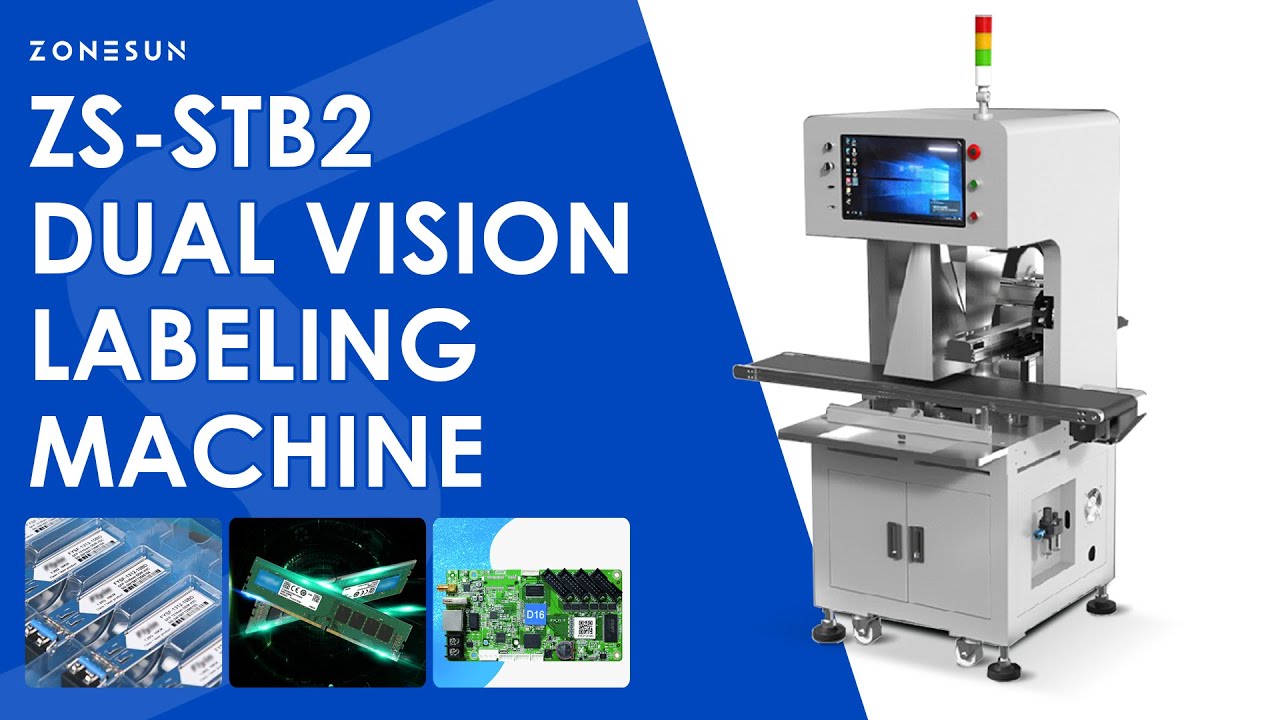 ZONESUN ZS-STB2 CCD Visual Inspection Flat Labeling Machine - YouTube