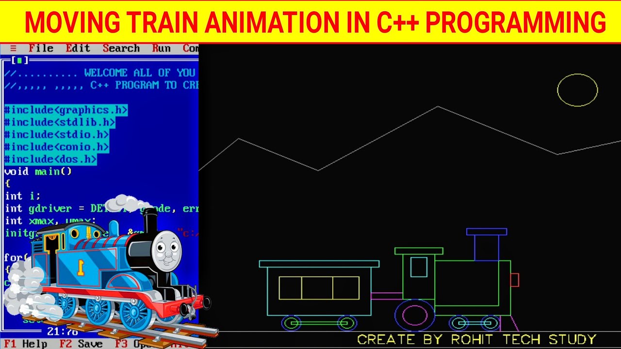 MOVING TRAIN ANIMATION IN C++ PROGRAM | C GRAPHICS PROGRAMMING TO MOVING  TRAIN | C++ PROGRAMMING - YouTube