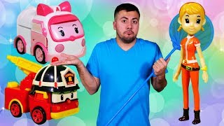 Robocar Poli. Ana Merkez Oyun Seti açması! Çizgi film oyuncakları ile oyun derlemesi