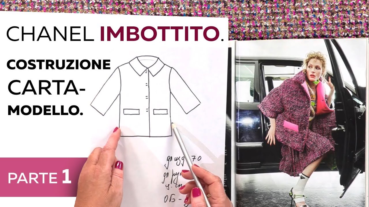 Giaccone invernale taglio semplice fai da te. Chanel imbottito. Costruzione cartamodello. Parte 1