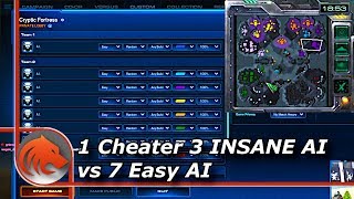 StarCraft 2: Can 1 Cheater 3 (INSANE) AI beat 7 Easy AI's?