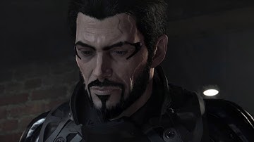 Adam Jensen takes a swig of whiskey