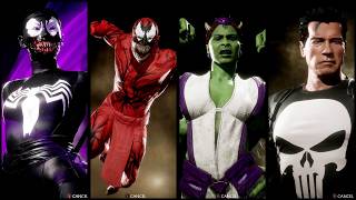 She-Venom, Carnage, She-Hulk & The Punisher - Skin Mod Showcase - Mortal Kombat 11