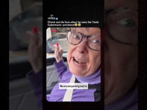 Check out his face when he sees the Tesla Cybertruck—priceless!🤣🤣 #cars #fortheloveofcars #carlover