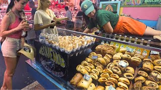 Best Iberian Jamon Ham, Meat, Seafood & more at Boqueria Street Food Market. Barcelona, Spain