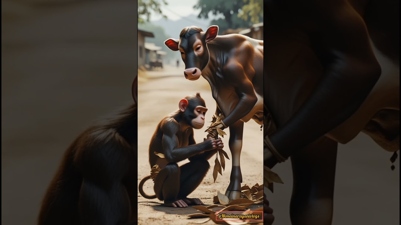 beautiful story of monkey and cow