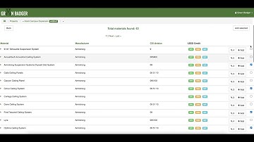 Making material entries and searching the database in Green Badger