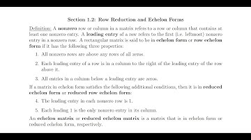 MAT 2233 Section 1.2 Row Reduction and Echelon Forms