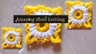 How to crochet flower💛 Amazing motif knitting flower ✨ super easy beautiful Crochet 😍