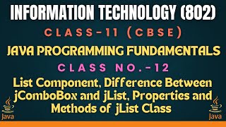 CLASS-XI (IT-802) CBSE BOARD (JAVA PROGRAMMING FUNDAMENTALS CLASS-12)