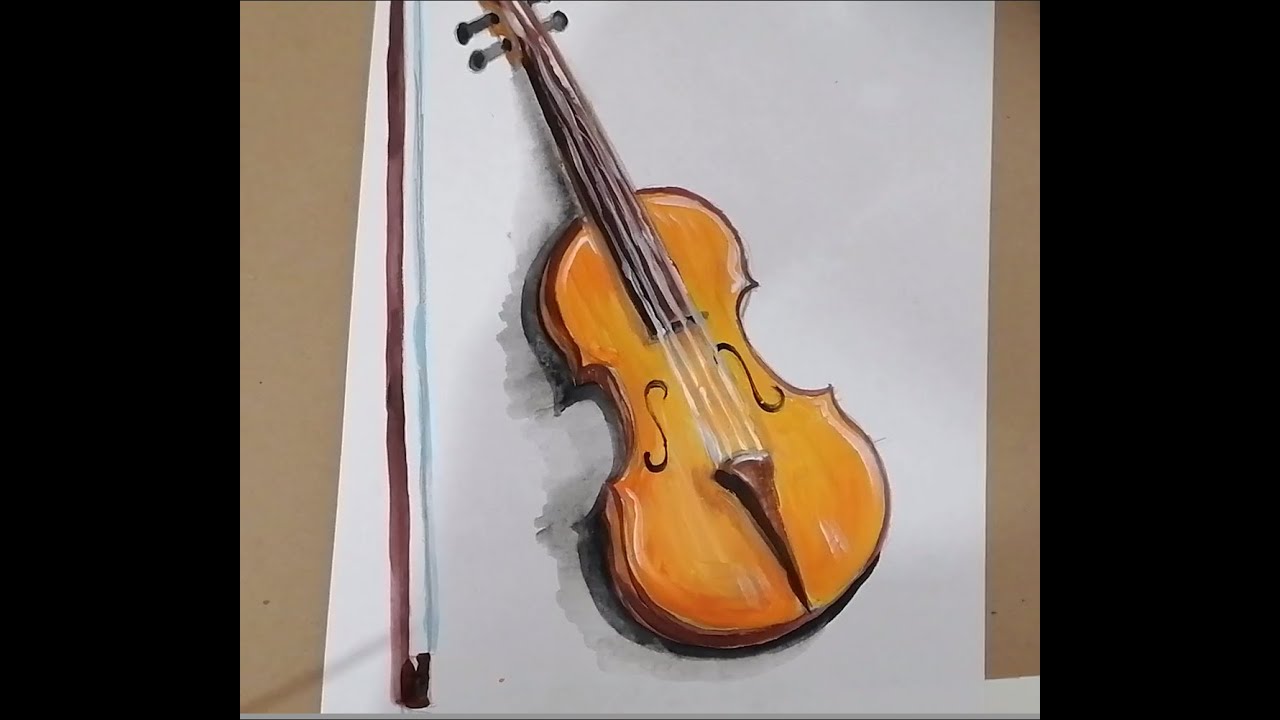 Рисуем скрипку! how to draw a violin?