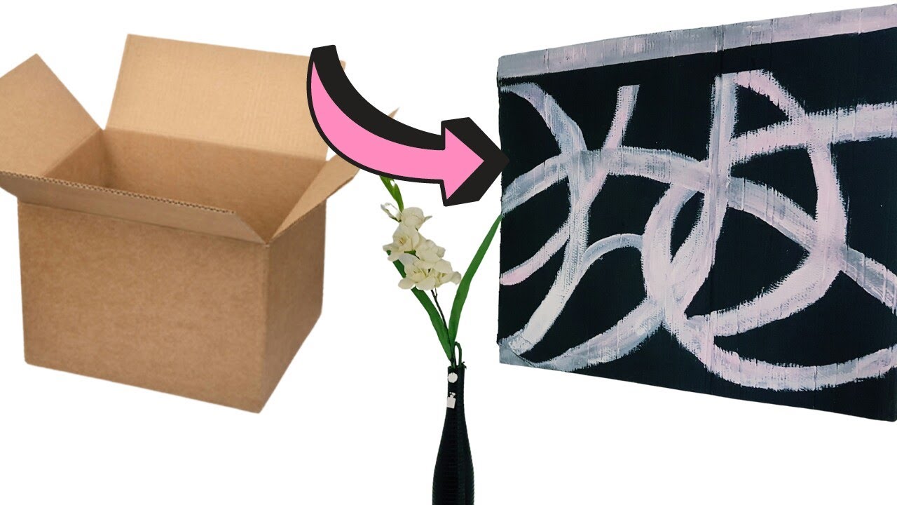 RESTORATION HARDWARE INSPIRED CARDBOARD BOX WALL ARTDIY'S 2021 CARDBOARD CANVAS WALL ART ON A