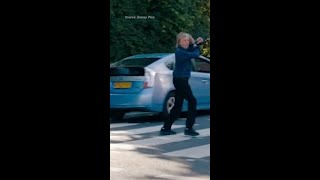 Sir Paul McCartney nearly hit by a car while recreating Abbey Road album cover