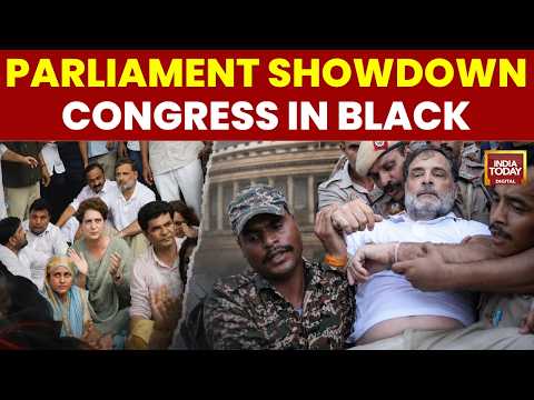 Congress MPs Wear Black in Parliament Over NEET Row, Demand Dharmendra Pradhan’s Resignation