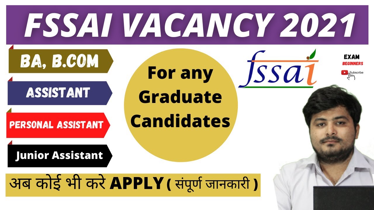 FSSAI Junior Assistant 2021 | fssai recruitment 2021 | fssai personal assistant | 