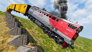 Train vs 💥Stairs Crashes #2 and Cars vs Rails - BeamNG.Drive