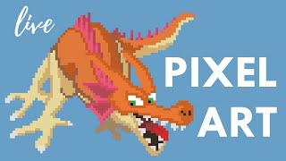 PIXEL ART | Drawing Dragon Quest Dragon LIVE! | Pixel w/ Ric #1