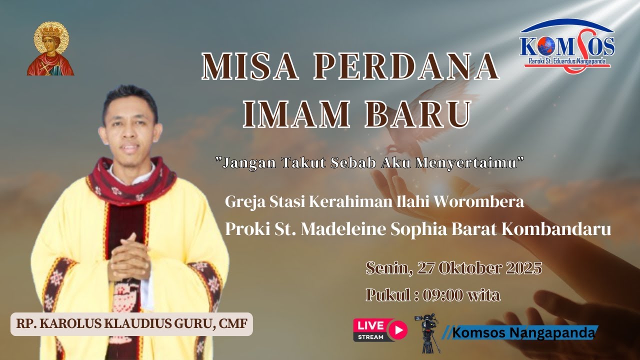 LIVE MISA PERDANA IMAM BARU//RP. KAROLUS KLAUDIUS GURU, CMF //Gereja Stasi Kerahiman Ilahi Worombera