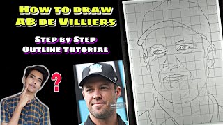 How to draw AB de Villiers | Step by Step Outline Tutorial for beginners screenshot 2