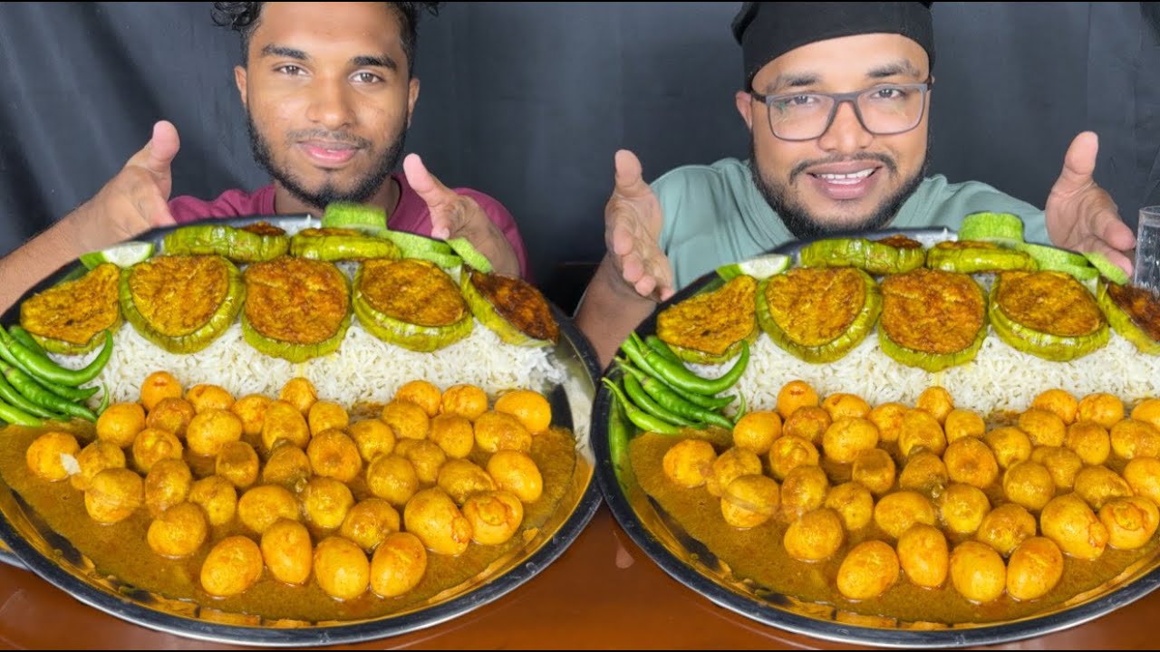 LOTS OF EGG CURRY AND BRINJAL FRY WITH RICE EATING CHALLENGE, INDIAN FOOD CHALLENGE VIDEO
