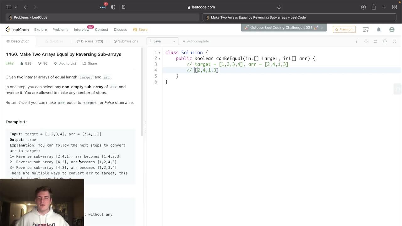Leetcode Solution - 1460 Make Two Arrays Equal by Reversing Sub-arrays ...