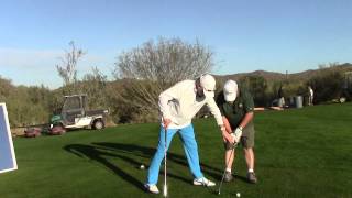 John Dahl Works with beginner Glenn on Grip and swing follow-through