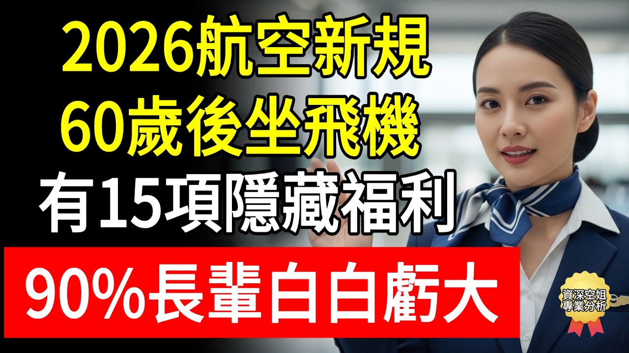 2026航空新規！资深空姐揭秘：60歲後坐飛機，有15項隱藏福利，90%長輩不知道白白虧大！#睿智同行 #老人坐飛機 #空姐揭秘 #退休生活 #省錢攻略