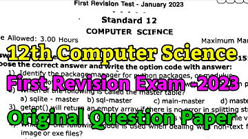 12th Computer Science First Revision Exam 2023 Original Question Paper English medium pdf download