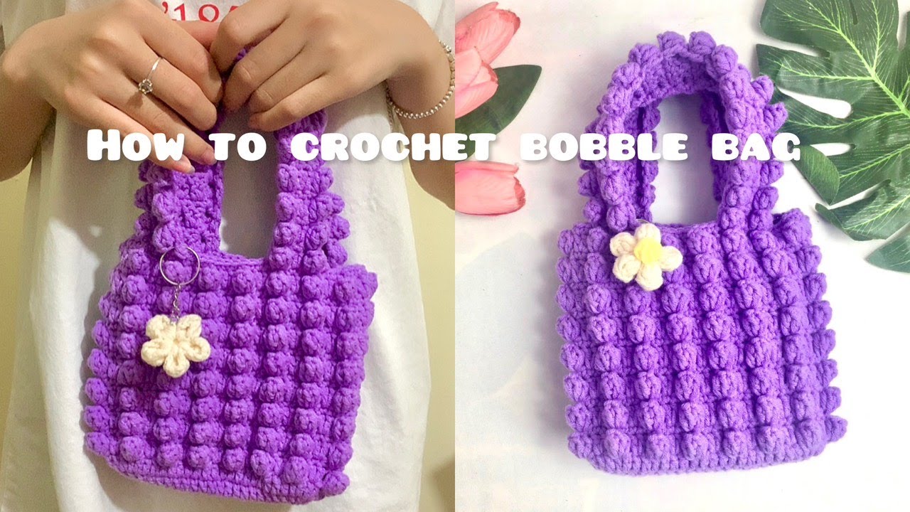 How to Crochet Bobble Tote Bag Thuong crochet YouTube