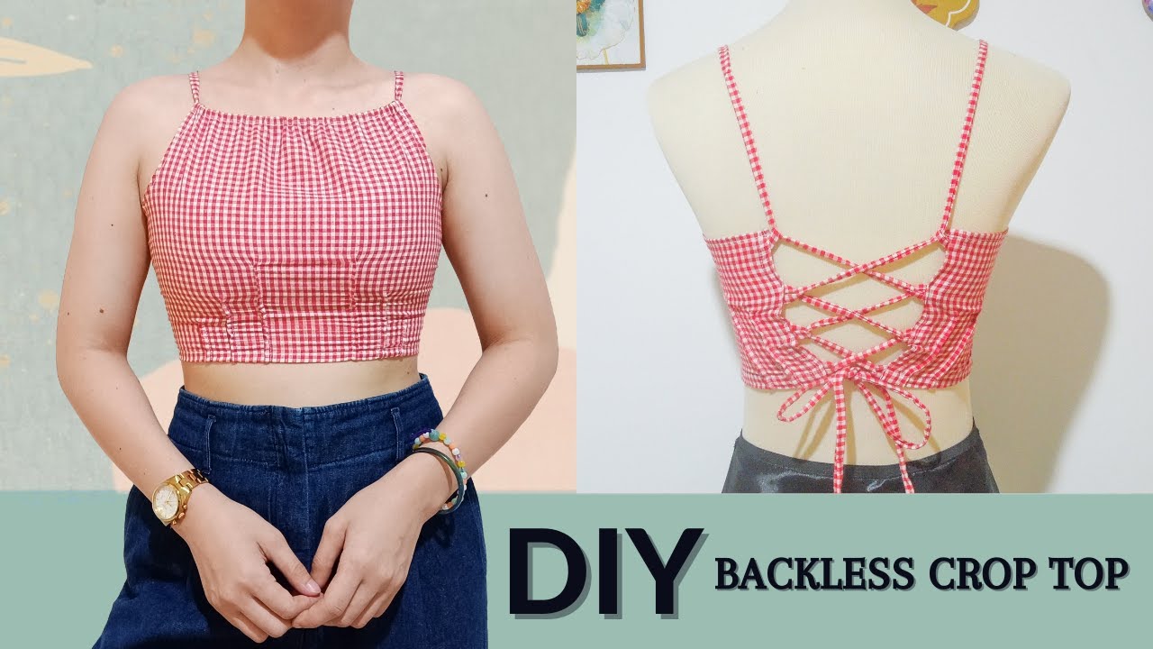 DIY BACKLESS CROP TOP!✨ How To Refashion Old Clothes / Easy and Fun Sewing  Tutorial ㅣ DIY by Ruffa 