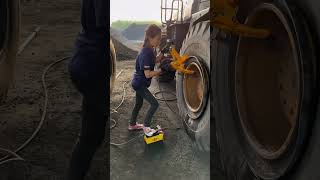 Wheel Loader Tire Replacement Outdoor Rescue!