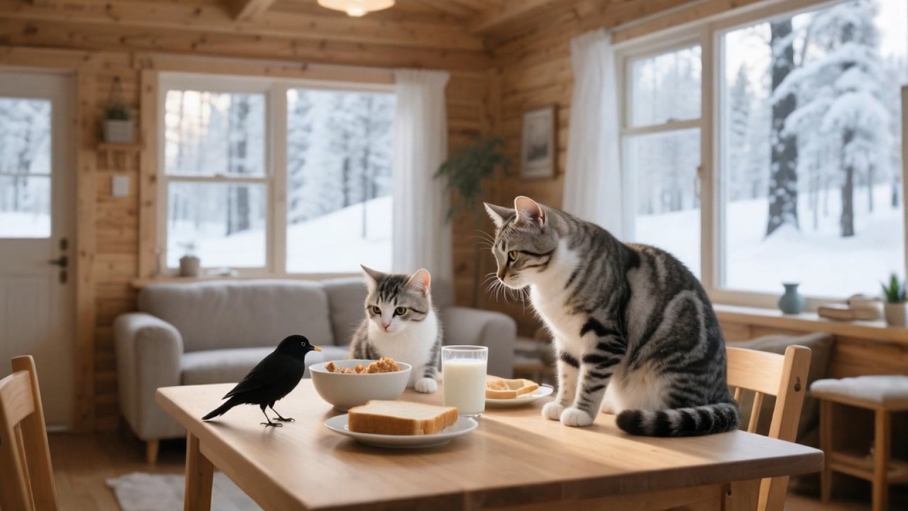 Winter Rescue,Cats Save Frozen Sparrow in Snowstorm ❄️🐾Heartwarming Tale