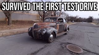 Taking The 1939 Ford Forgotten Hot Rod On It's First Test Drive!!! видео