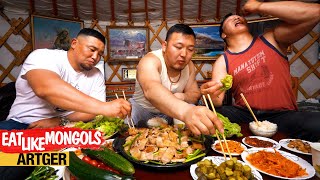Mighty Pork BBQ Samgyeopsal for Mighty Mongolian Wrestlers! Mukbang Nomads! | Eat Like Mongols