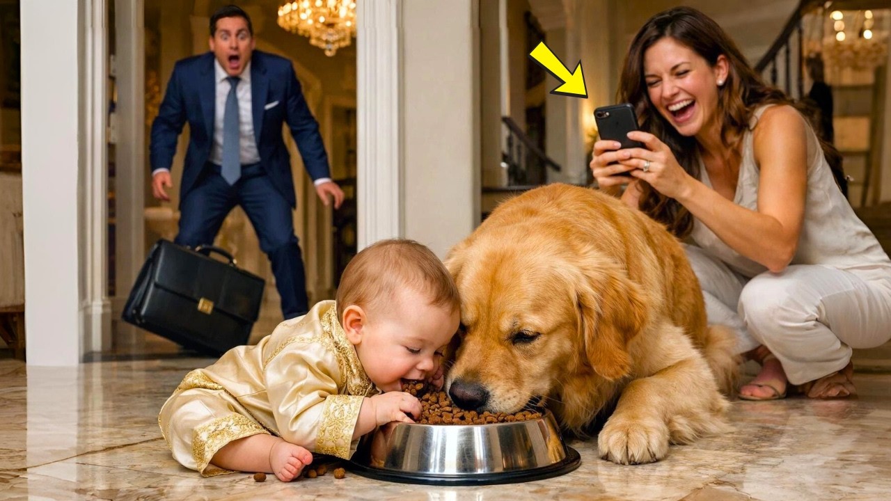 EL BEBÉ MILLONARIO COMÍA EN EL SUELO CON EL PERRO — EL PADRE LLEGÓ DE SORPRESA Y QUEDÓ HELADO