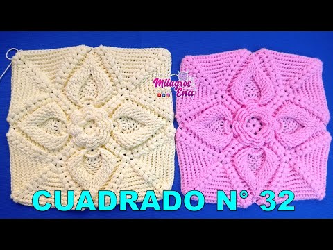 Empeorando infraestructura Ventilación Video como tejer el cuadro o cuadrado n 32 a crochet para colchas y fundas  de cojines en punto hojas por Milagros Ena Tejidos a crochet y Manualidades