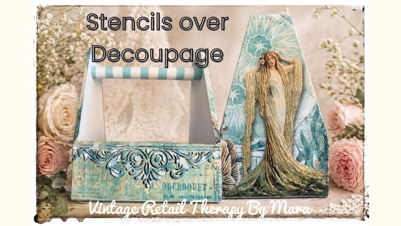 Diva's Stencil Academy Ep.35 - Stencilling over Decoupage - YouTube