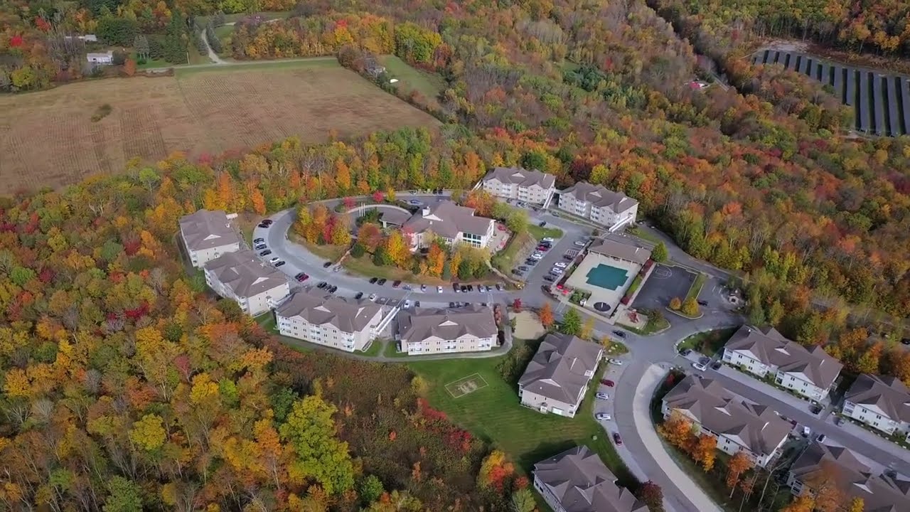 Vacation Village in the Berkshires during Fall - Drone