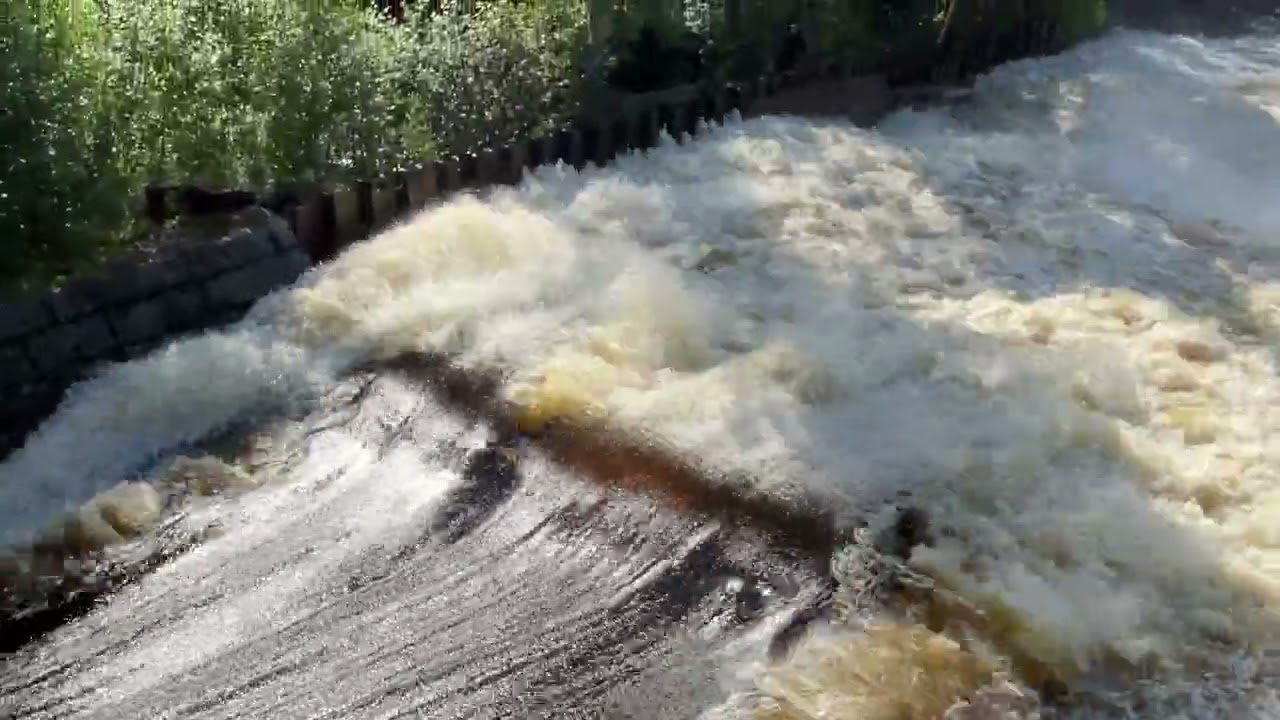 High water flow Skattungbyn hydroelectric plant