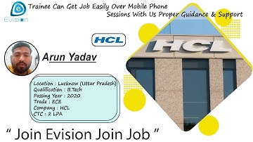 Congrats , Arun Yadav | Lucknow | Salary 2 LPA | Got Selected in "HCL Technology" as System Engineer