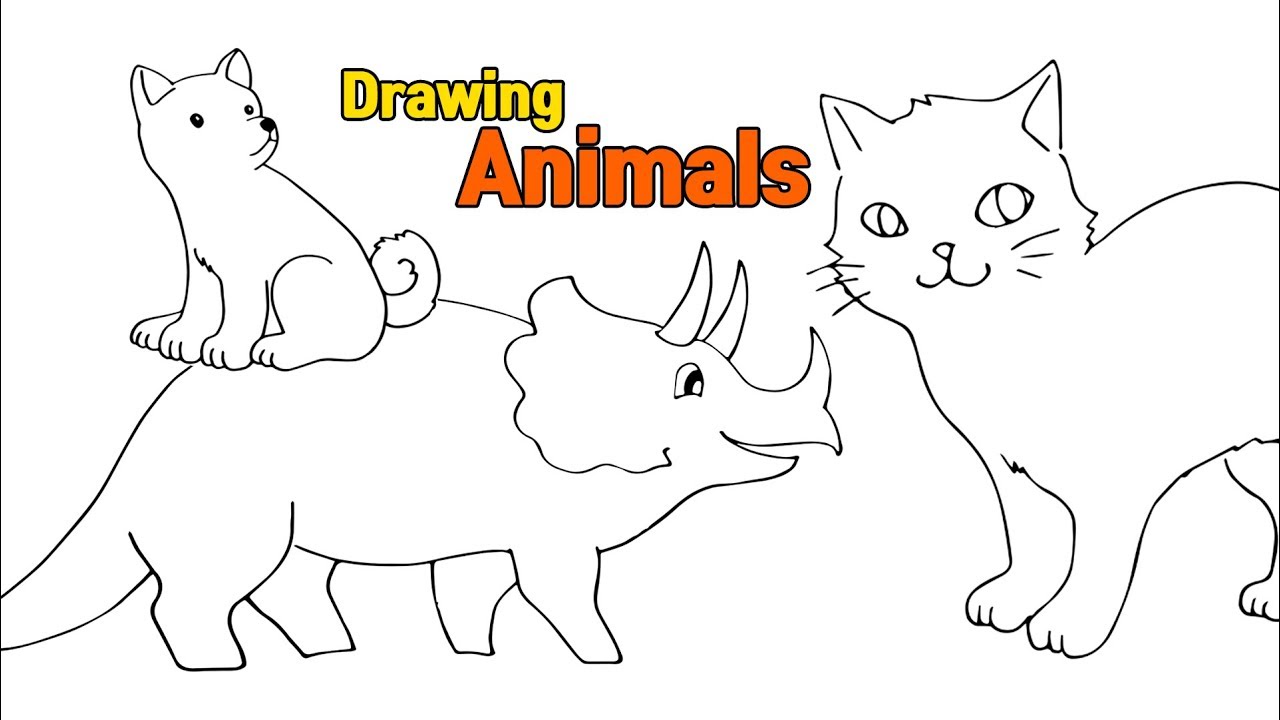 10 Easy Animal Drawings for Kids - How to Draw Cute Animals - YouTube