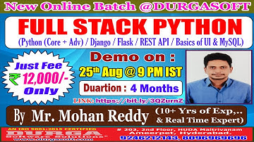 FULL STACK PYTHON Online Training @ DURGASOFT