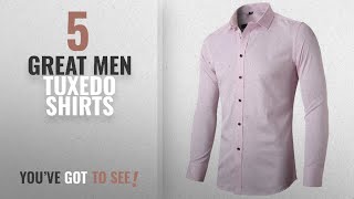 Top 10 Mens Tuxedo Shirts [ Winter 2018 ]: Mens Fiber Casual Button Up Slim Fit Collared Formal