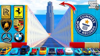 GTA 5: WORLD FAMOUS SUPER FASTEST CARS | BUILDING RAMP JUMP | NEW WORLD RECORD | GTA 5 MODS!