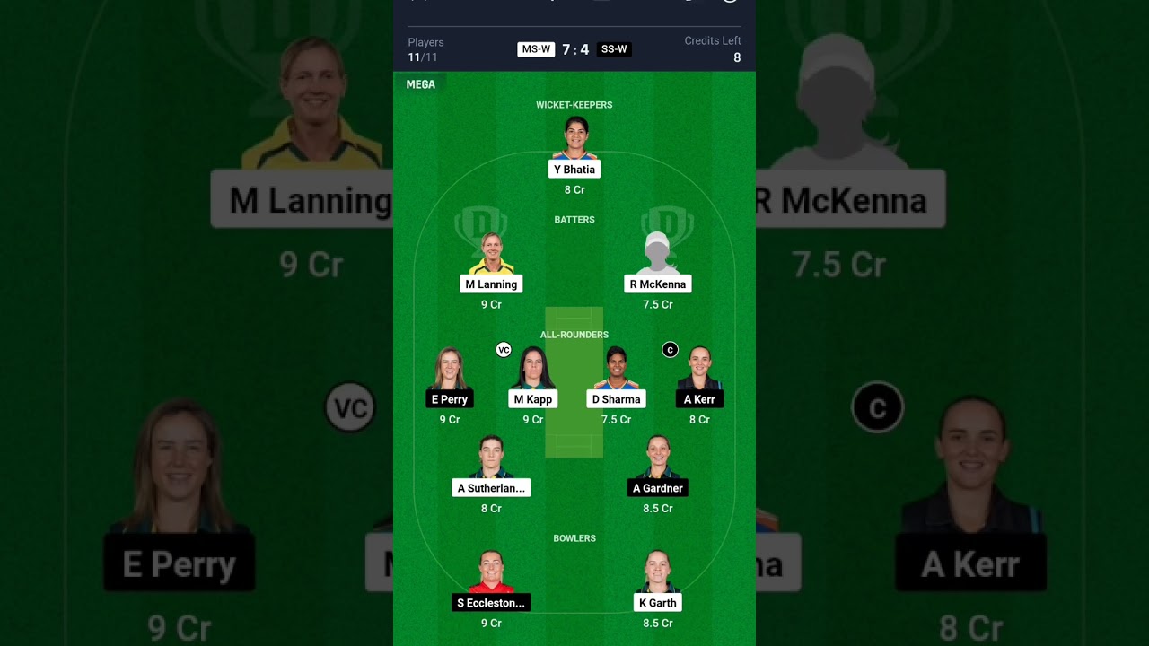 MS W vs SS W Dream11 Team|MS-W vs SS-W Dream11 Prediction|Melbourne Women vs Sixers Women WBBL Today