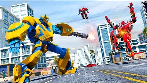 Car & Jet Transformation Robot Fight Game | Flying Police Robot Game - Android amazing Gameplay 