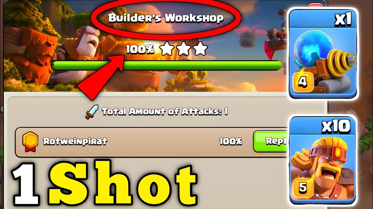 Most Powerful 1 Shot Max Builder's Workshop Attack Strategy in Clan Capital