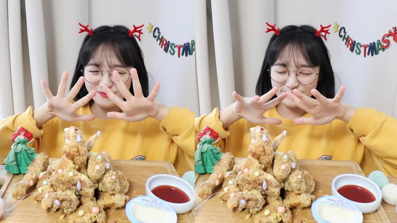 치킨트리🎅비비큐 치즐링 먹방 _ 치킨으로 작은 트리를 만들어보아요 :D