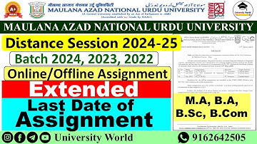Manuu Distance Assignment Last Date Extended | M.A, B.A, B.Sc, B.Com 2025 | @UniversityWorld