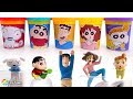 CRAYON SHIN CHAN Cup Figures in Color Play Doh Clay with Round Toy Box クレヨンしんちゃん 家族 짱구는못말려